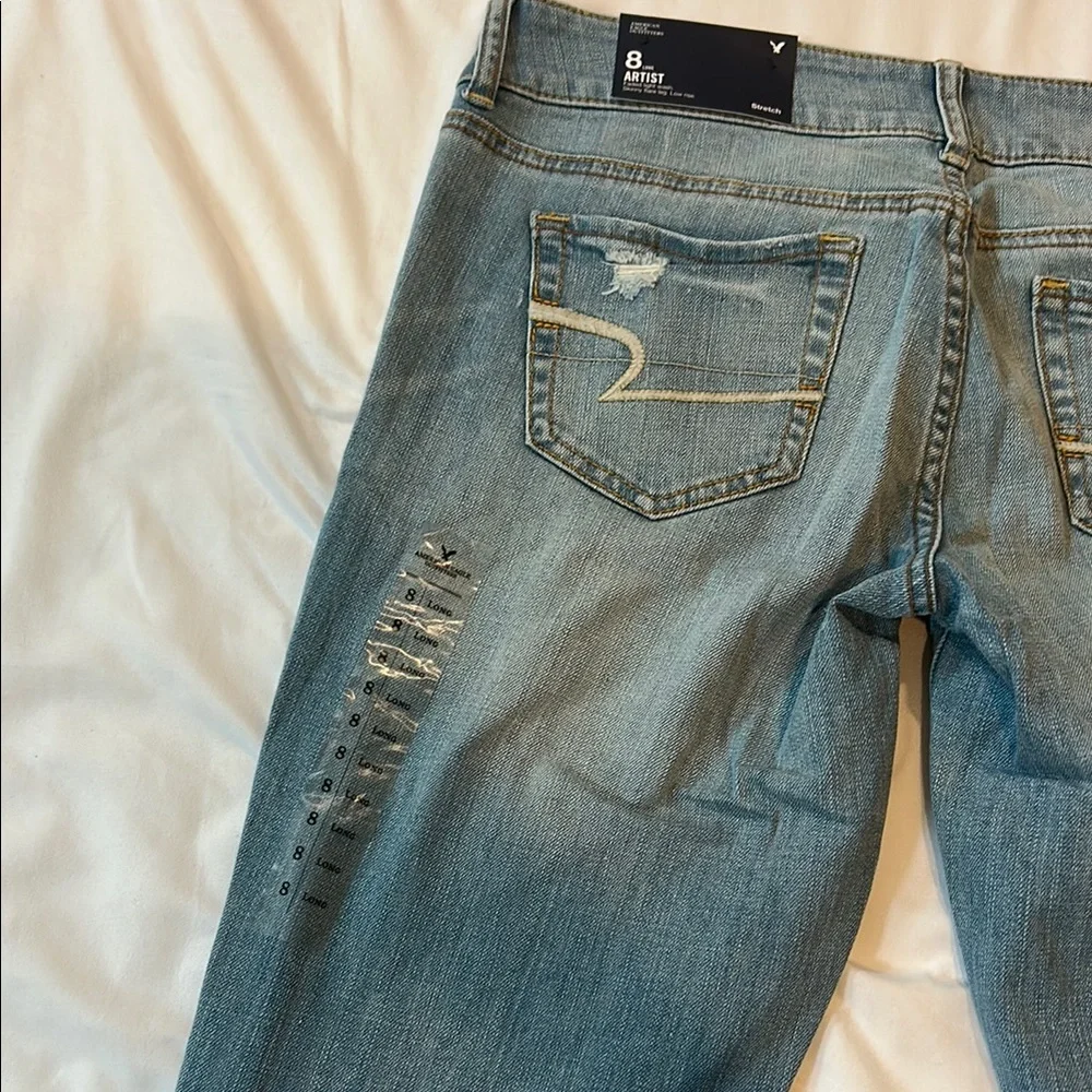 NWT American Eagle Artist Skinny Flare Leg Low Rise Jeans (Size 8 Long) - Picture 6 of 9